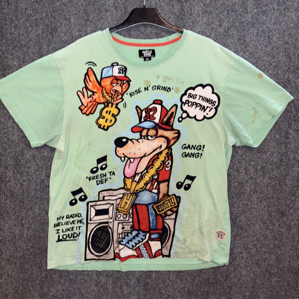 Hustle Gang Mens 3X Street Wolf Crewneck T Shirt White SS Trashed